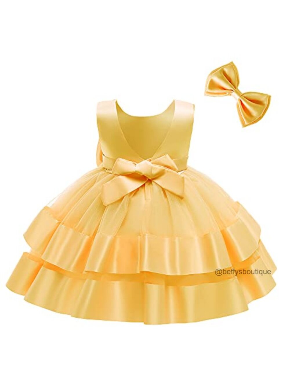 Baby Girls V Backless Flower Tutu Pageant Party Bridesmaid Ball Gown Dress